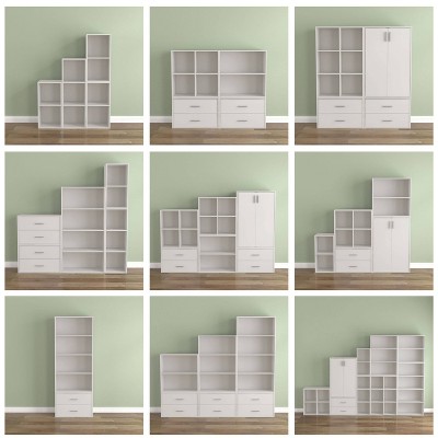 White Stackable 3-Tier Wood Cube Storage Bookcase