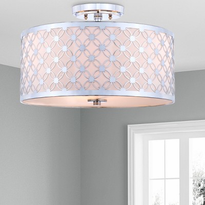 Retro Chic 16" Chrome Drum Flush Mount Ceiling Lamp