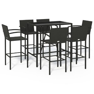 vidaXL Garden Bar Set Black PE Rattan, Powder-Coated Steel, Tempered Glass - 1 of 4