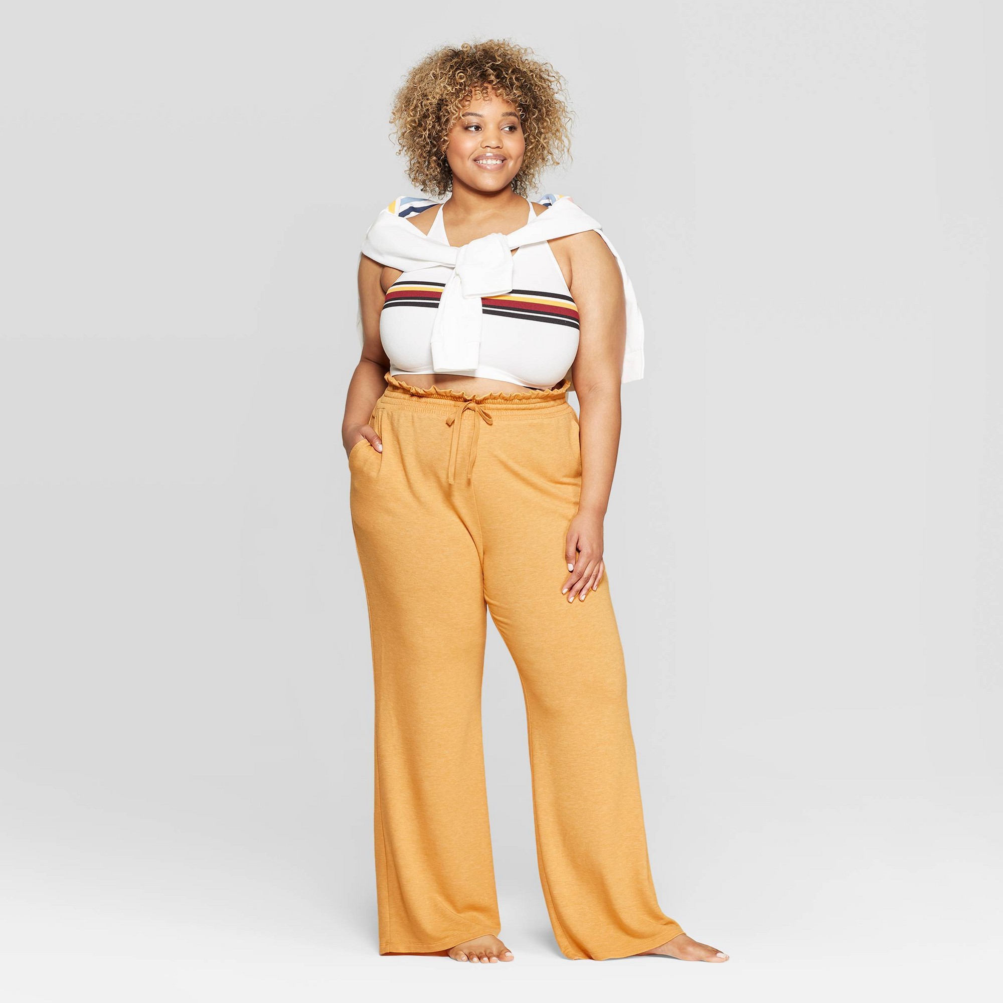 Women's Plus Size Wide Leg Lounge Pajama Pants - Colsie Mustard 3X, Size:  3XL, Yellow, by Colsie