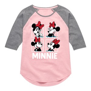 Girls' - Disney - Minnie Grid Shirt Tail Raglan Graphic T-shirt - 1 of 3