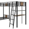 PAGED Full Size Loft Bed with Desk Modern Simple Metal Bed Frame with Storage Shelves, Guardrails and Ladder for Bedroom - 4 of 4