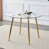 DOMETOUR 40 Inches Glass Top Round Dining Table with Gold-Plated Metal Legs, Modern Minimalist, 40x40x30 inch DT-1164 - 2 of 4
