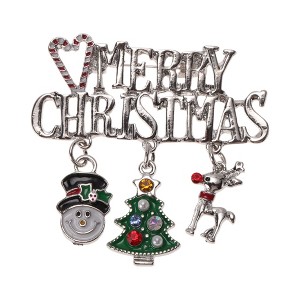 Unique Bargains Christmas Brooches YNCP7206 Alloy Dripping Wax Silver Tone 2.05"x1.97" 1 Pc - 1 of 4
