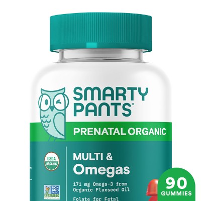 SmartyPants Organic Prenatal Multi & Vegetarian Omega 3 & Folate Gummy Vitamins - 90 ct