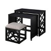 Vynxaria 3-Piece Black Rolling Desk and Stool Set with Casters - 2 Built-in Charging Ports for Home Office and Study Spaces - 3 of 4