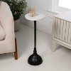 JONATHAN Y Ava 23.75" Art Deco Contemporary Metal Pedestal Drink Table & Decorative End Table with White Marble Round Top & Hammered Base - 2 of 4