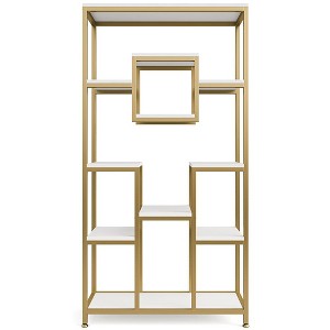 Resenkos Bookshelf, Bookcase Standing Shelf Unts,71" Tall Bookshelf, Modern 11-Tier Bookcase Display Shelf,White& Golden - 1 of 3