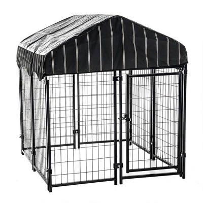 Lucky Dog 4 x 4.5 Foot Waterproof Roof Covered Steel Wired Dog Fence Kennel Animal Pet Play Pen with Secure Latch, Black (6 Pack)