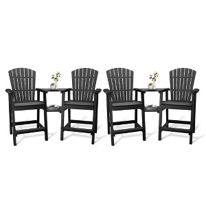 Outdoor Adirondack Barstools with Connecting Tray, Tall Adirondack Chairs Bar Chairs for Deck, Balcony, Backyard, Patio Bar Stool Chair with High Back - 1 of 4