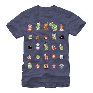 Men's Nintendo Super Mario Bros Pixel Cast T-Shirt - 1 of 3