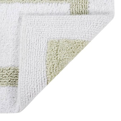 Sage and White Cotton Tufted 30" Round Bath Rug
