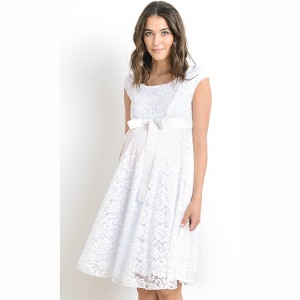 Hello Miz Women's Floral Lace Maternity Dress with Ribbon - 1 of 4