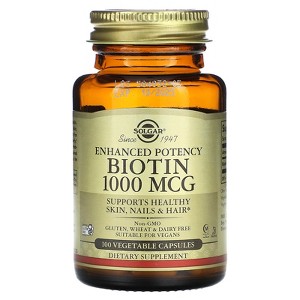 Solgar Biotin 1000 mcg - 100 Vegetable Capsules - Supports Healthy Skin, Nails & Hair - Non-GMO, Vegan, Gluten Free, Dairy Free, Kosher, Halal - 100 - 1 of 2