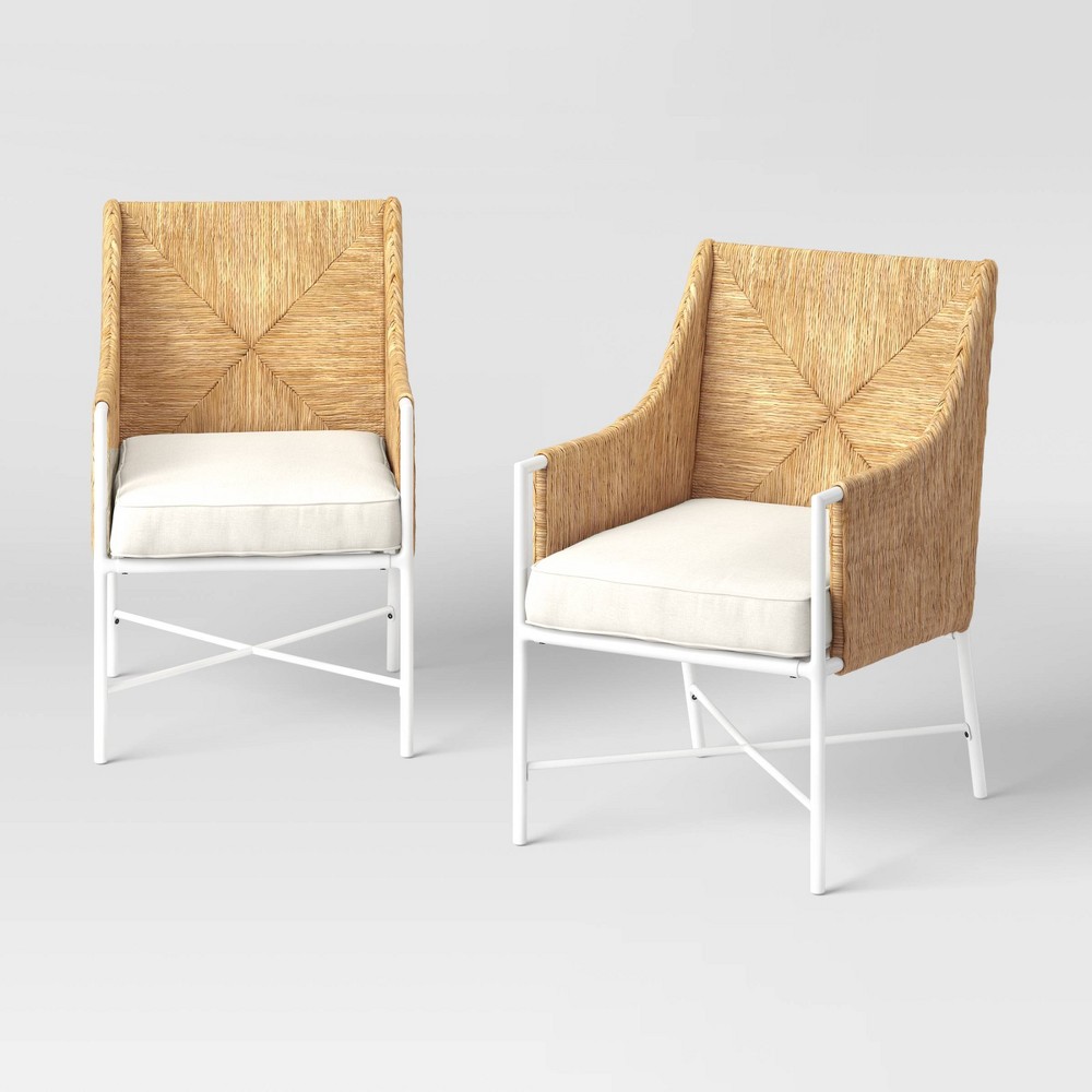Stanton 2pk Rush Weave Club Chairs – White/Natural – Threshold designed with Studio McGee  – Patio​