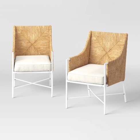 Stanton 2pk Rush Weave Club Chairs - White/Natural - Threshold™ designed with Studio McGee - image 1 of 4