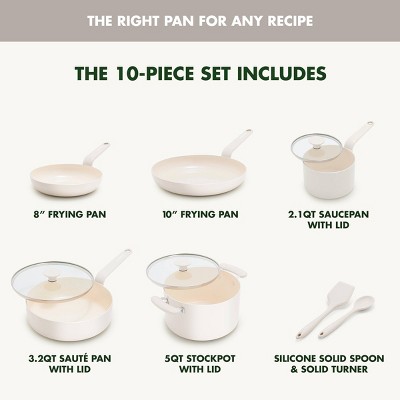GreenPan Rio Advanced 10pc Ceramic Nonstick Cookware Set Cream
