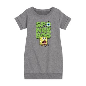 - SpongeBob SquarePants - Scardey Pants Graphic Short Sleeve Fleece Dress - 1 of 4