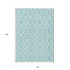Aqua And Ivory Geometric Washable Indoor Outdoor Area Rug - 3 of 4