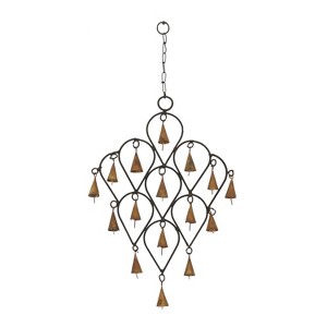 18" x 12" Eclectic Abstract Windchime Brass/Black - Olivia & May: Indoor Hanging Decor, Iron Craftsmanship, Made in India - 1 of 4