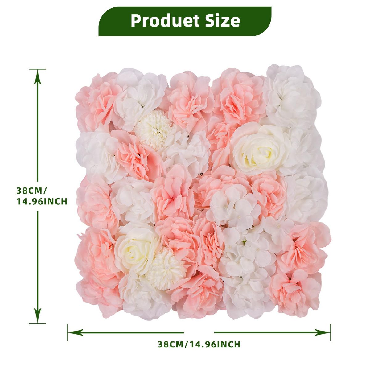 Elegant 3D Silk Artificial Rose Flower Wall Panels – Luxury Floral Backdrop for Wedding, Party, Photo Booth, Home Decor – Easy Assembly, 12-Pack - thumbnail 2