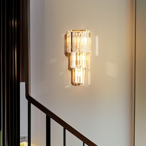 3-Layer Wall Crystal Sconce Lamp Bedroom Wall Light Fixture with Long Crystals - 1 of 4