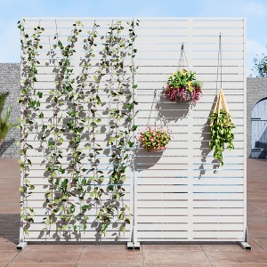 72" H×70"W Dovelina Brown Outdoor Freestanding Metal Privacy Screen Decorative Garden Fence - 1 of 4