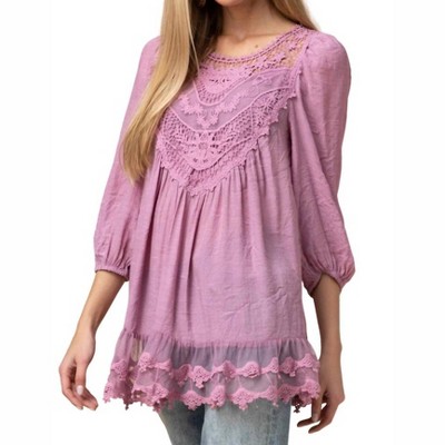 Women's Crochet Lace Embroidered Top - entro