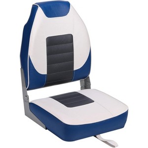 2 Pack High Back Folding Boat Seats, Comfortable Fishing Boat Chairs with Thick Cushion Padding and Hinged Design, Durable Marine Seating - 1 of 4