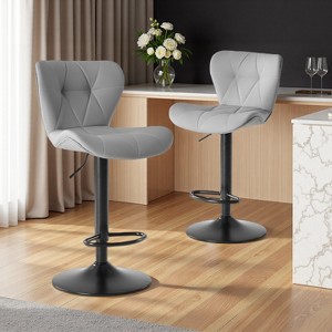 FONTOI Set of 2 Adjustable Bar Stool Faux Leather Upholstered Seat 360 Swivel Ergonomic Design for Dining Room Kitchen Island Bar - 1 of 4