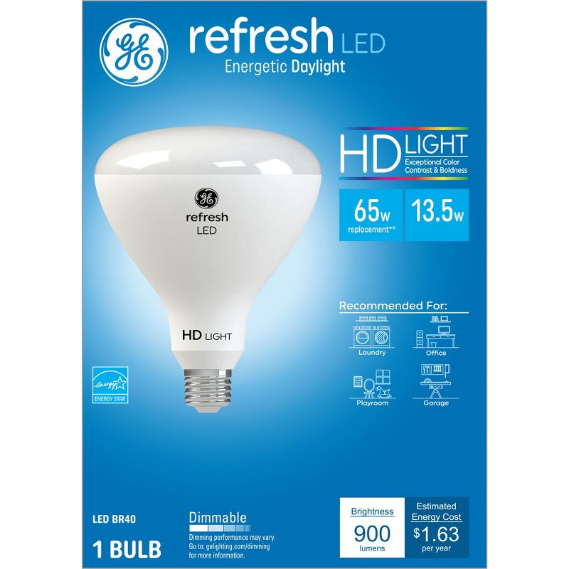 GE 13.5W 65W Equivalent Refresh LED HD Indoor Floodlight Bulb Daylight, 1 of 6