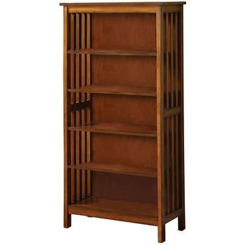 5 Tier Wooden Mission Style Bookshelf Walnut Color