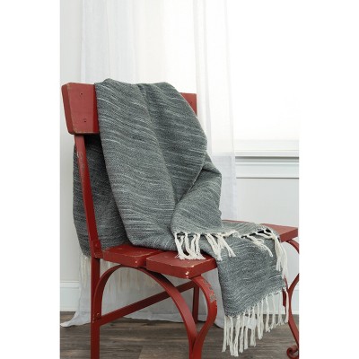 Dark Gray and White Reversible Polyester Throw Blanket