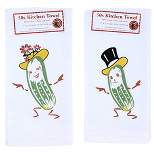 Decorative Towel Mr & Mrs Pickle Towel Set  -  2 Towels 24.00 Inches -  100% Cotton Kitchen Wedding  -  Vl122*Vl106  -  Cotton  -  White