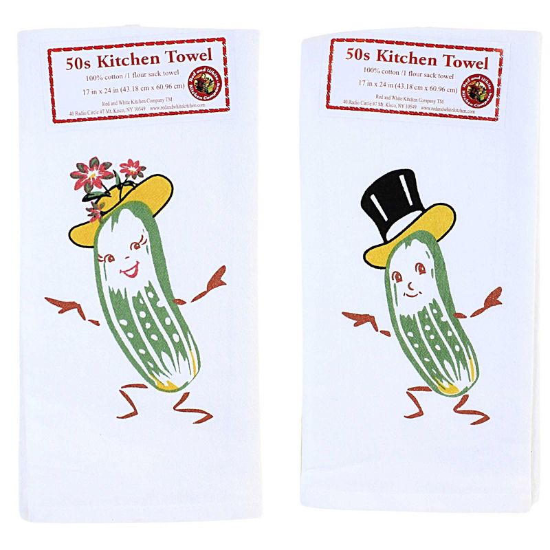 Decorative Towel Mr & Mrs Pickle Towel Set  -  2 Towels 24.00 Inches -  100% Cotton Kitchen Wedding  -  Vl122*Vl106  -  Cotton  -  White, 1 of 4