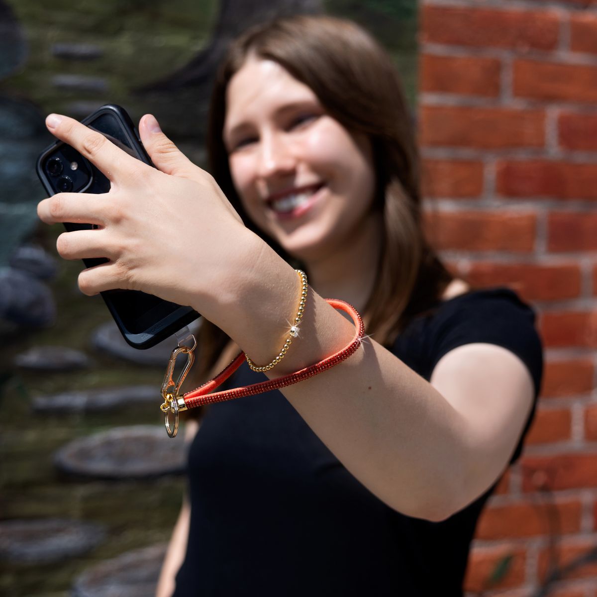 Pavilion Gift Company - Orange Wristlet - Soft Gemmed Phone Wrist Strap - Cell Phone Accessories - thumbnail 3