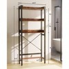 Over - Toilet Storage Rack 3 - Tier Bathroom Organizer Shelf Freestanding Space Saver Rustic Brown with 4 Hooks - 3 of 4