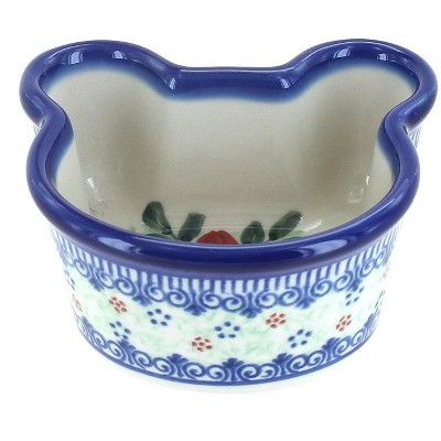 Blue Rose Polish Pottery Poinsettia Mini Baker - Teddy Bear Shape