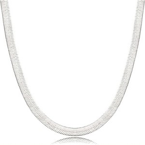 Gold Herringbone Choker Necklace for Women, 14K Gold Plated Layered Snake Chain SL-3MM 14" Herringbone Necklace - 1 of 4