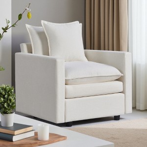 Chenille Fabric Deep Single Seat Sofa Chair with Double-Layer Cushions - 1 of 4