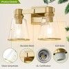 POWLIG 13.77-in 2-Light Gold Modern Dimmable Vanity Light with Cone Clear Glass Shade Suitable for Bathroom Living Room - 4 of 4