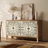 Buffet Cabinet with Storage, Distressed Storage Cabinet with 4 Carved Doors and Adjustable Shelf, Wooden Accent Sideboard Buffet Cabinets - 4 of 4