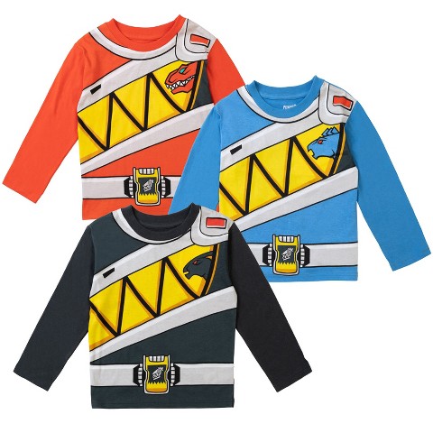 Power Rangers Big Boys 3 Pack Cosplay T-Shirts Red/Blue/Charcoal 10-12