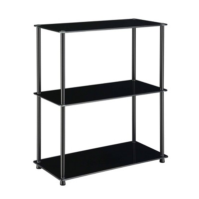 26.5" Designs2Go Classic Glass 3 Shelf Bookshelf Black Glass - Breighton Home