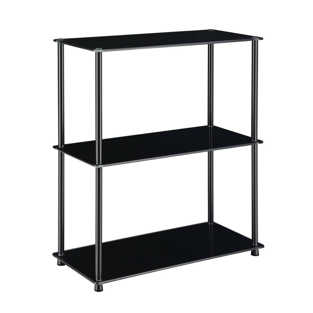 Photos - Wall Shelf 26.5" Designs2Go Classic Glass 3 Shelf Bookshelf Black Glass - Breighton H