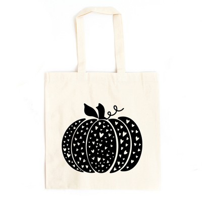 City Creek Prints Heart Pumpkin Canvas Tote Bag - 15x16 - Natural