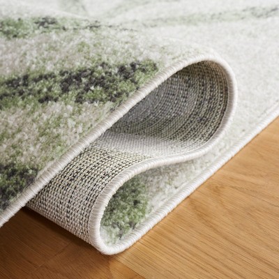 Ivory and Sage Geometric Hand-Knotted 6' x 9' Rug