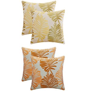 REGALWOVEN 4 Pcs Palm Leaf Pattern Decorative Throw Pillow Covers for Farmhouse Home Sofa Couch Bed - 1 of 4