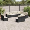 vidaXL 12 Piece Patio Sofa Set with Cushions Black Poly Rattan - Black and Cream Without Table - 2 of 4