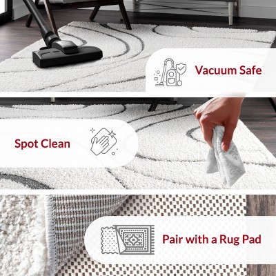 Reversible Beige Shag Rectangular Area Rug with Easy Care